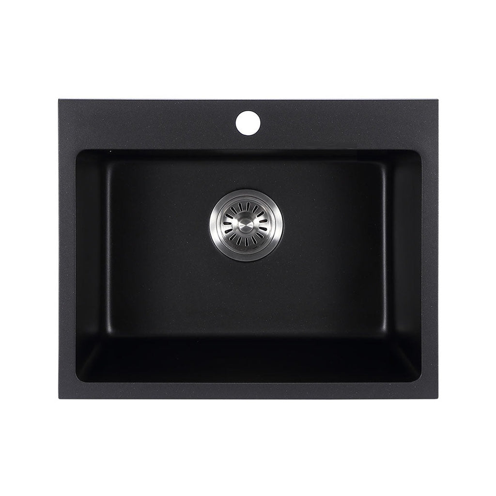 Cora 550mm Black Granite Sink With Taphole