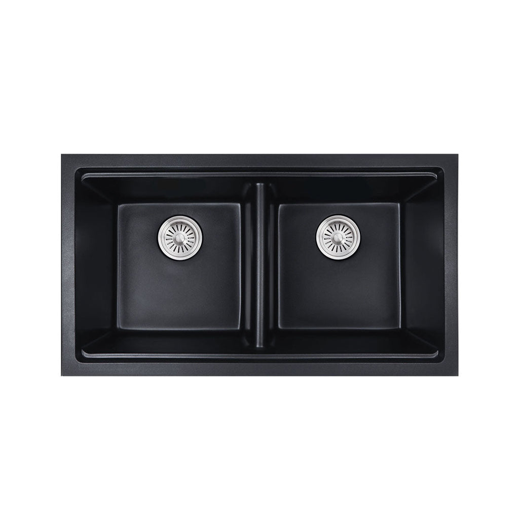 Cora Black Granite Double Bowl Sink