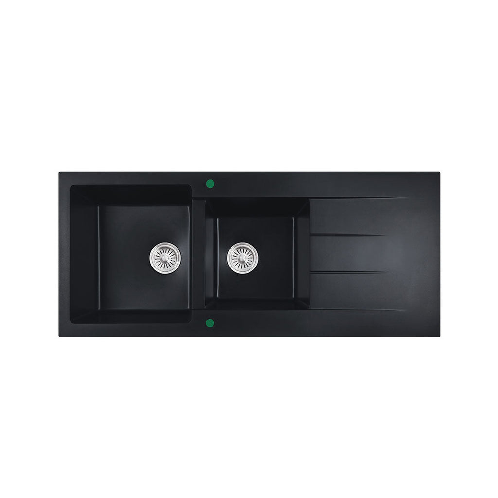 Cora Black Granite Sink One & Half Bowl With Drainer