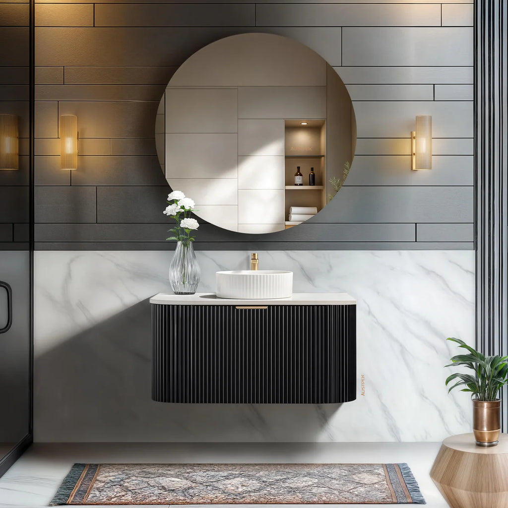 Avalon Wall Hung Vanity Single Bowl Matt Black 600mm/750mm/900mm/1200mm
