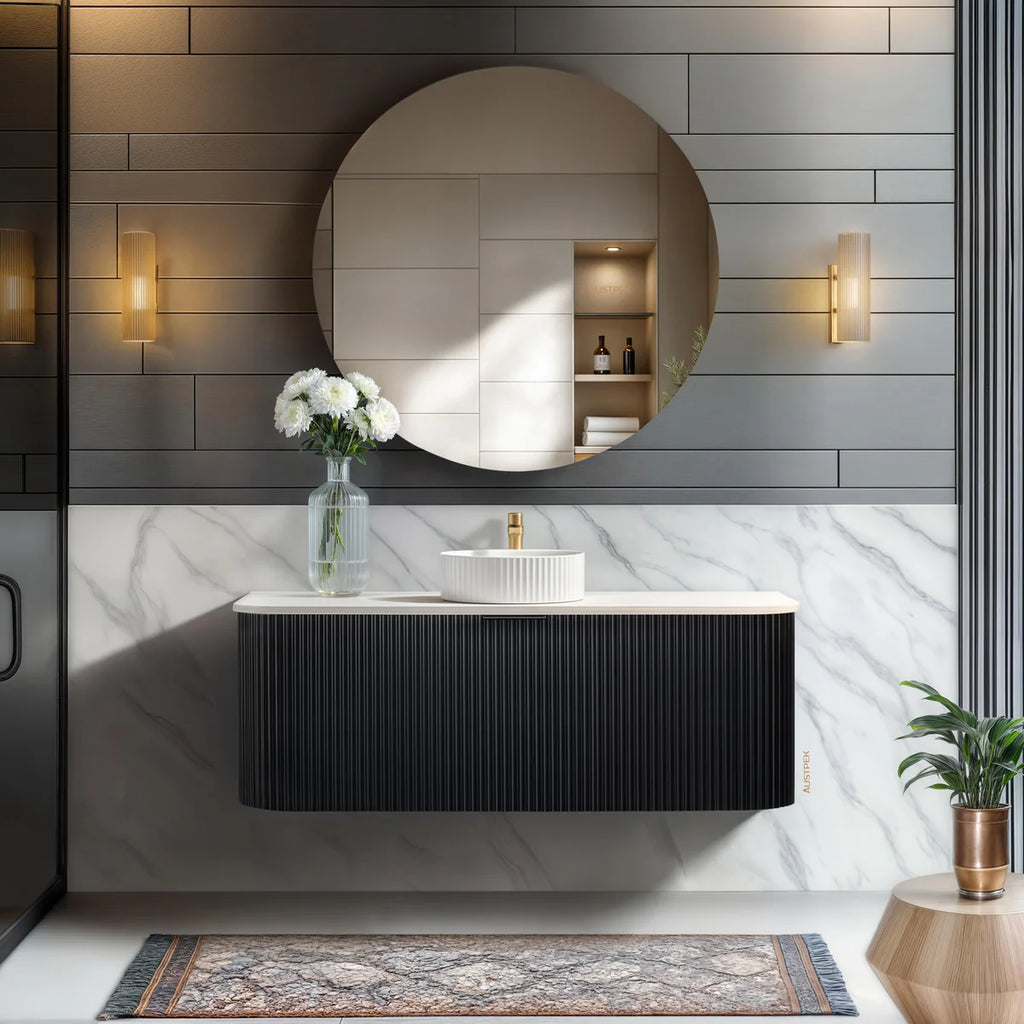 Avalon Wall Hung Vanity Single Bowl Matt Black 600mm/750mm/900mm/1200mm