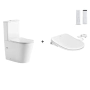 ATTICA GAIA WASHLET W/ REMOTE CONTROL AND INSPIRE RADIANT RIMLESS BTW TOILET PACKAGE D-SHAPE GLOSS WHITE - FIL Kitchen Bathroom
