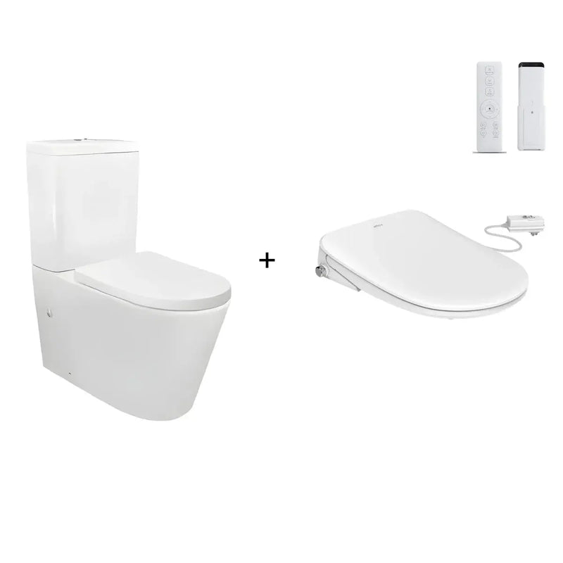 ATTICA GAIA WASHLET W/ REMOTE CONTROL AND INSPIRE TORNADO TOILET SUITE PACKAGE D-SHAPE GLOSS WHITE - FIL Kitchen Bathroom