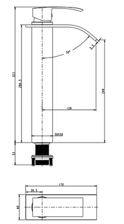 CASCADE Black Waterfall Tall Basin Mixer FIL Kitchen Bathroom