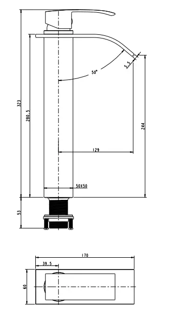 CASCADE Black Waterfall Tall Basin Mixer FIL Kitchen Bathroom