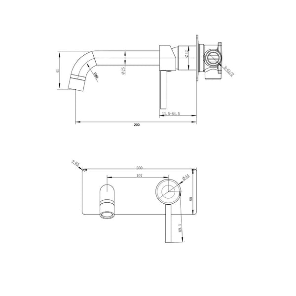 LUCID PIN Series Wall Mixer With Round Spout Chrome & Colours