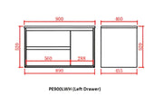 MATTE WHITE AND MATTE BLACK PVC WALL HUNG VANITY 600/750/900/1200/1500mm POSEIDON