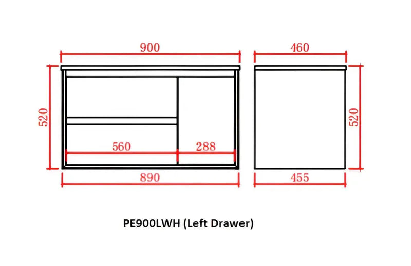 MATTE WHITE AND MATTE BLACK PVC WALL HUNG VANITY 600/750/900/1200/1500mm POSEIDON