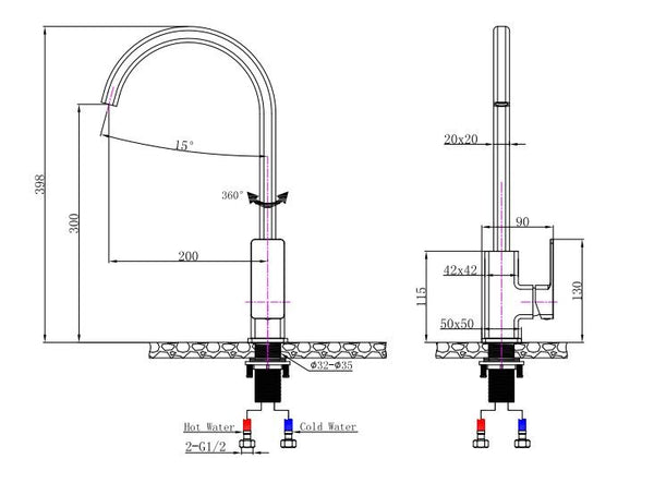 IVANO Series Chrome/Black Kitchen Mixer