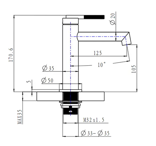 CADDENCE Series Brushed Nickel Basin Mixer FIL Kitchen Bathroom