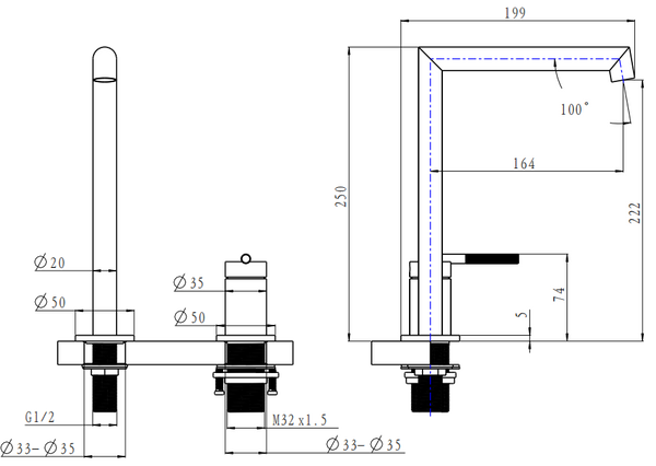 CADDENCE Series Split Type Basin Mixer