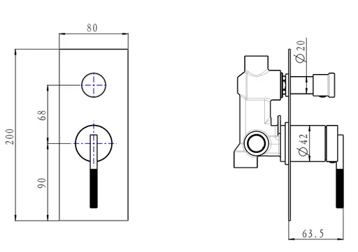 CADDENCE Series Wall Mixer with Diverter FIL Kitchen Bathroom