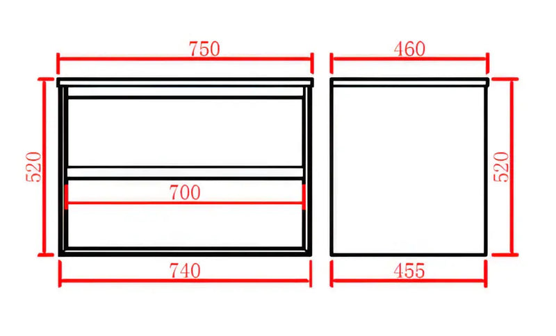 MATTE WHITE AND MATTE BLACK PVC WALL HUNG VANITY 600/750/900/1200/1500mm POSEIDON