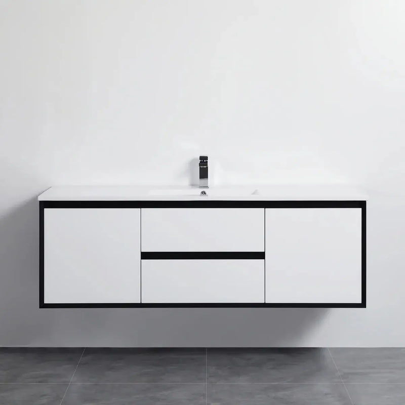 MATTE WHITE AND MATTE BLACK PVC WALL HUNG VANITY 600/750/900/1200/1500mm POSEIDON