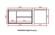 MATTE WHITE AND MATTE BLACK PVC WALL HUNG VANITY 600/750/900/1200/1500mm POSEIDON