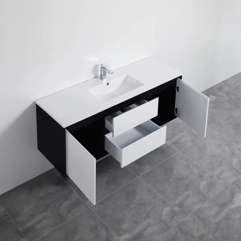 MATTE WHITE AND MATTE BLACK PVC WALL HUNG VANITY 600/750/900/1200/1500mm POSEIDON