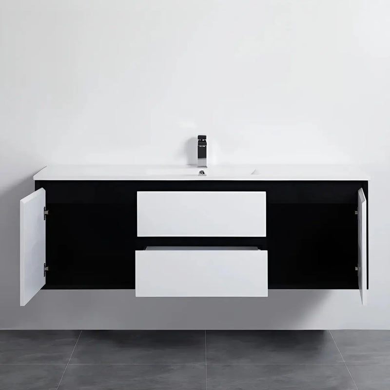 MATTE WHITE AND MATTE BLACK PVC WALL HUNG VANITY 600/750/900/1200/1500mm POSEIDON