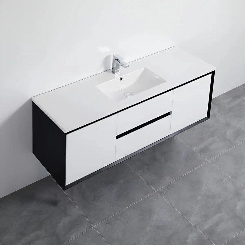 MATTE WHITE AND MATTE BLACK PVC WALL HUNG VANITY 600/750/900/1200/1500mm POSEIDON