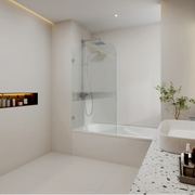 Covey Frameless Fixed Bathtub Curved Corner Shower Screens (900mm) COVEY