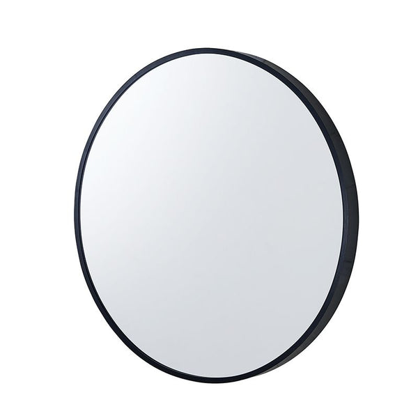 600x600x40mm Black Aluminum Framed Round Bathroom Wall Mirror with Brackets