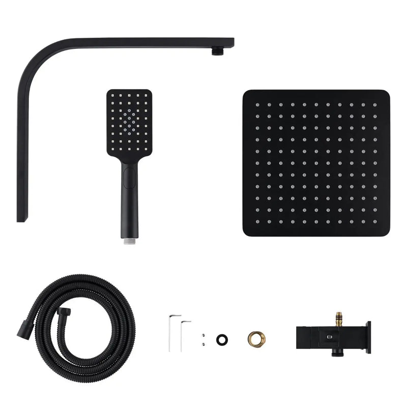 10" Square Black Shower Station Top Water Inlet - FIL Kitchen Bathroom
