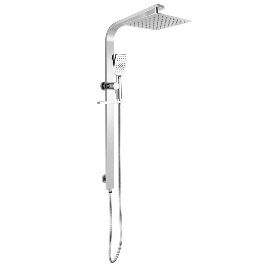 10" Square Chrome/Matte Black Wide Rail Shower Station Top Water Inlet with 3 Functions Handheld - FIL Kitchen Bathroom