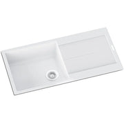 1000 x 500 x 200mm Carysil Black/White Single Bowl With Drainer Board Granite Kitchen Sink Top Mount - FIL Kitchen Bathroom