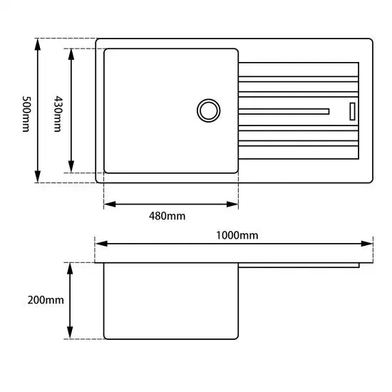 1000*500*200mm Black granite stone kitchen sink with drainboard Top/Undermount - FIL Kitchen Bathroom