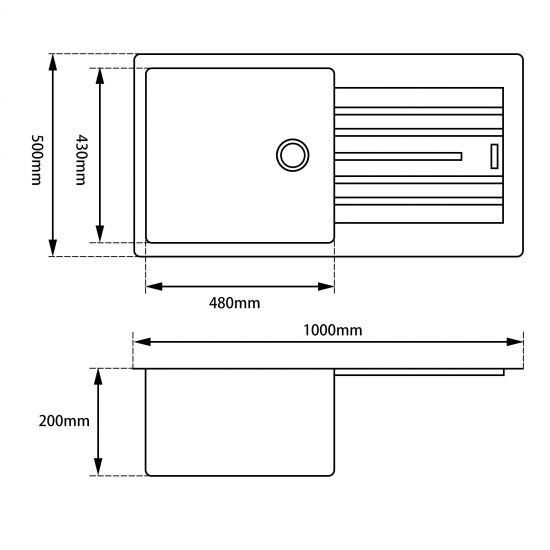 1000*500*200mm Black granite stone kitchen sink with drainboard Top/Undermount - FIL Kitchen Bathroom