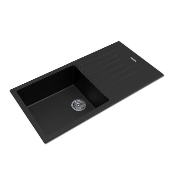 1000*500*200mm Black granite stone kitchen sink with drainboard Top/Undermount - FIL Kitchen Bathroom