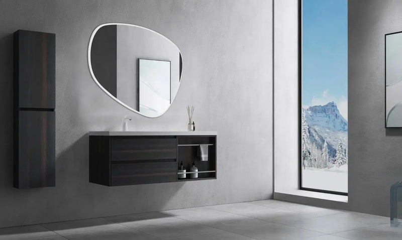1000*844mm 3 Color Lighting Asymmetrical Acrylic LED Mirror Touch Sensor Switch - FIL Kitchen Bathroom