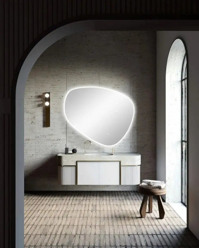 1000*844mm 3 Color Lighting Asymmetrical Acrylic LED Mirror Touch Sensor Switch - FIL Kitchen Bathroom