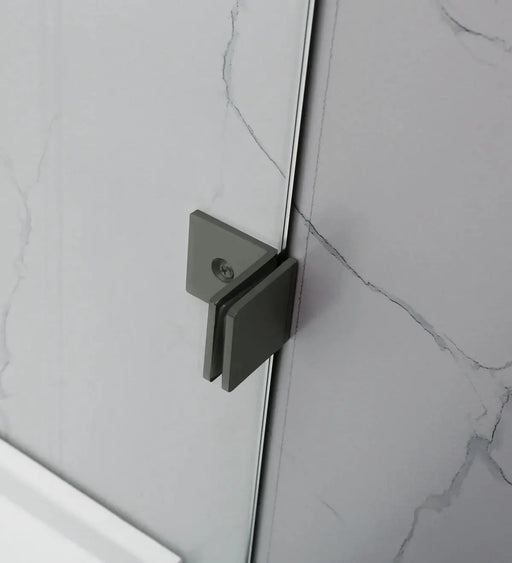 FRAMELESS HINGE DOOR WALL TO WALL GUN METAL Corner Pivot Door FIL Kitchen Bathroom