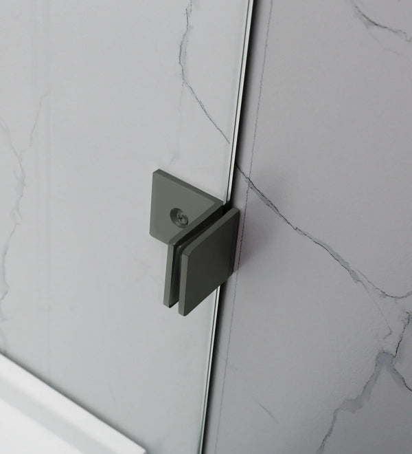 DIAMOND FRAMELESS HINGE DOOR WALL TO WALL GUN METAL