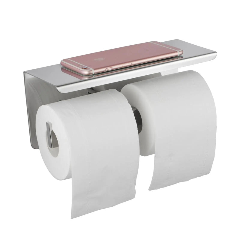 IVANO Series Chrome/Black Double Toilet Paper Holder with Cover FIL Kitchen Bathroom