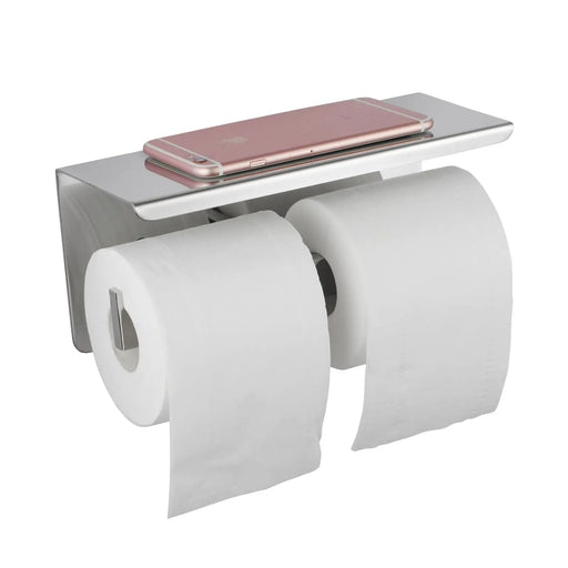 IVANO Series Chrome/Black Double Toilet Paper Holder with Cover FIL Kitchen Bathroom