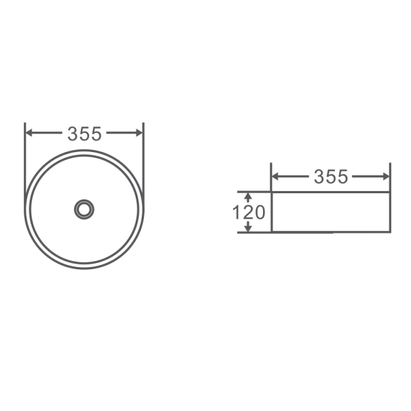 Spin 35 Above Counter Round Basin 355 x 355 x 120mm