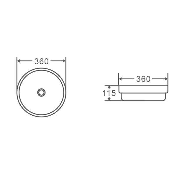 Spin 36 Above Counter Round Basin 360 x 360 x 115mm