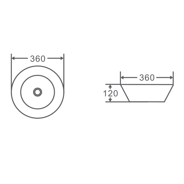 Spin 36B Above Counter Round Basin 360 x 360 x 120mm