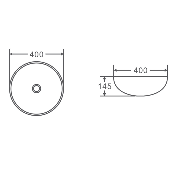 Spin 40 Above Counter Round Basin 400 x 400 x 145mm