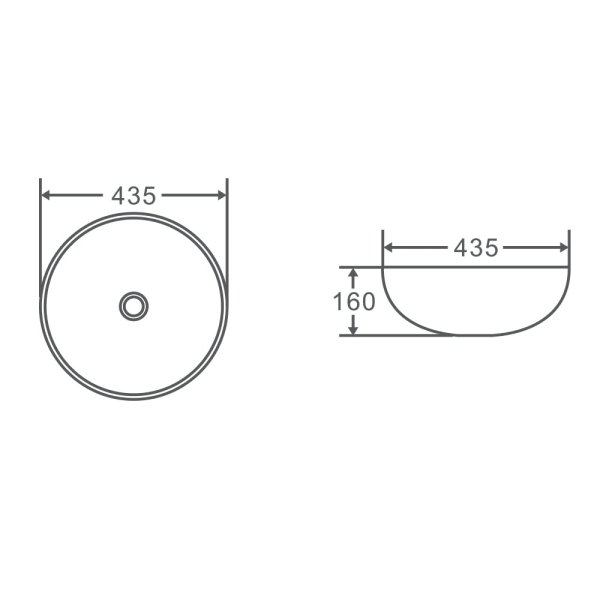 Spin 44 Above Counter Round Basin 435 x 435 x 160mm