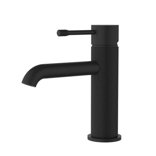 IKON Linie Solid Brass Matt Black Short Basin Mixer Tap - FIL Kitchen Bathroom