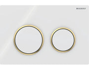 Geberit Kappa21 Flush Plate - Bright White Finish, Bright Gold Trim mercioaustralia