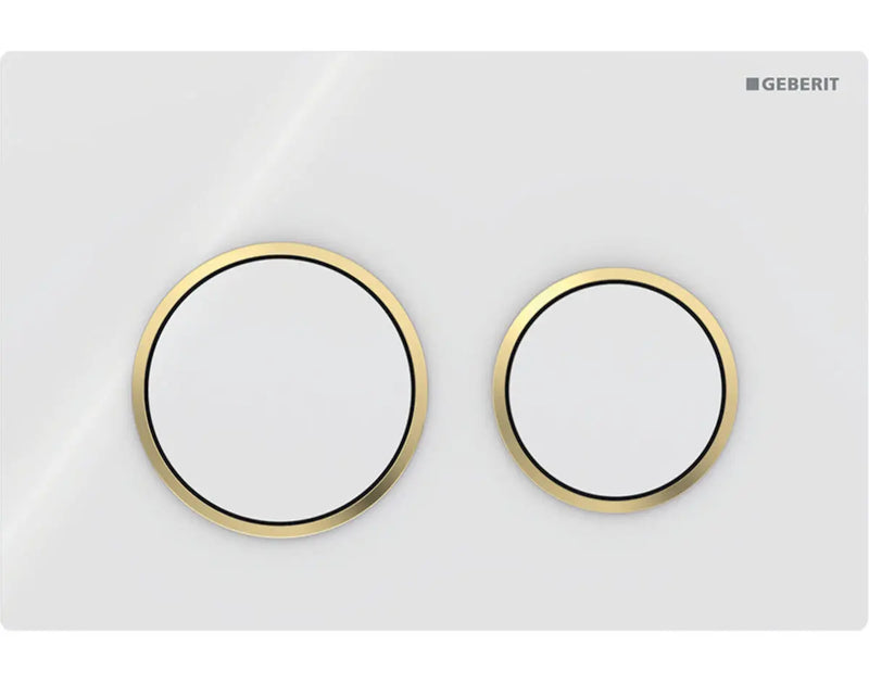 Geberit Kappa21 Flush Plate - Bright White Finish, Bright Gold Trim mercioaustralia