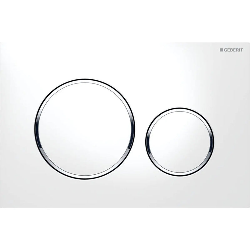 Geberit Sigma20 Flush Plate –  White Finish, Chrome Trim mercioaustralia