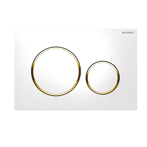 Geberit Sigma 20 Button  Gloss White Round With Gold Trim