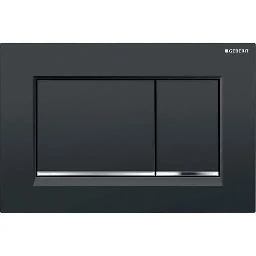 Geberit Sigma30 Flush Plate – Black Finish, Chrome Trim mercioaustralia