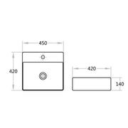 Ultra Slim Wall Hung/Above Counter Basin Gloss White 450*420*140mm - FIL Kitchen Bathroom