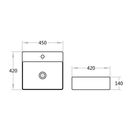 Ultra Slim Wall Hung/Above Counter Basin Gloss White 450*420*140mm - FIL Kitchen Bathroom