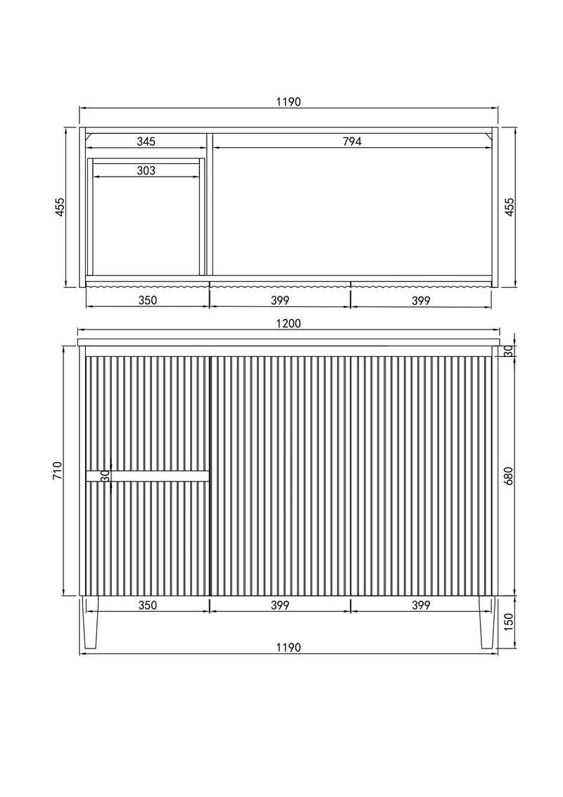 Brighton Floor Standing Vanity PVC Matte Black 1200mm/1500mm(Single/Double Bowl) - FIL Kitchen Bathroom